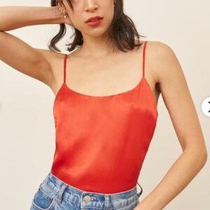 Reformation Stella Silk Tank Top Twist Back | Large NEW NWT